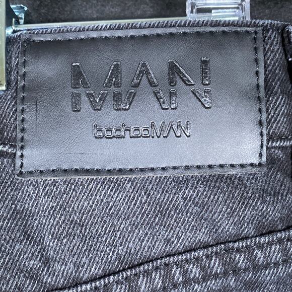 Boohoo Man Mens Jeans Black Button Fly Destroyed Bikercore 100% Cotton 36x33 - Picture 10 of 15